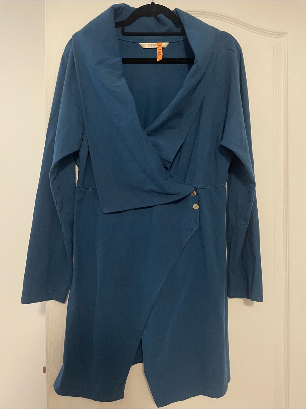 Zapelle Custom Blue Long Sleeve Wrap Top